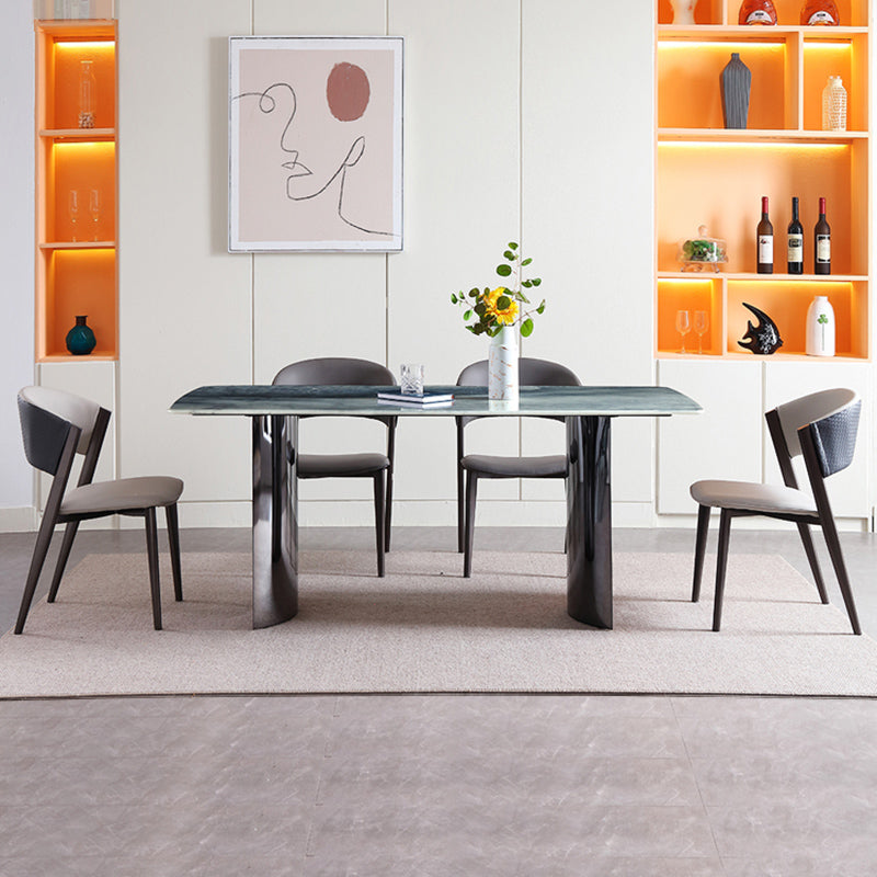 Modern Dining Set 1/5/7 Pcs Rectangle Marble Dining Table with Armless Chairs