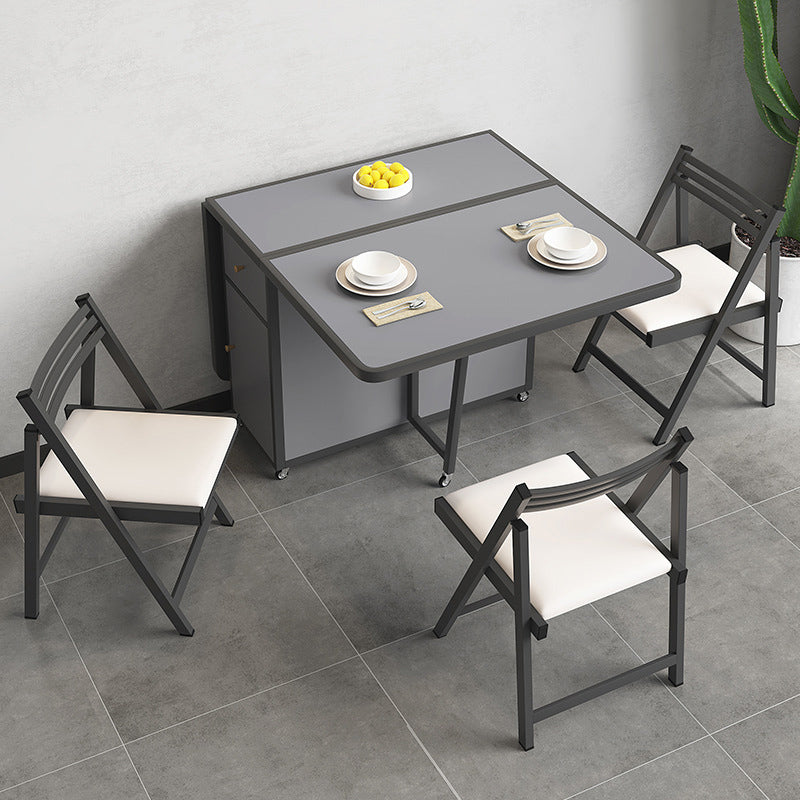 Rectangle Dining Table Set 1/4/5/7 Pcs Folding Table and Chairs with Metal Frame