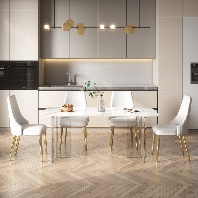 Modern Style 1/2/5/7 Pieces Dining Chairs Set Stone Rectangle Furniture in White