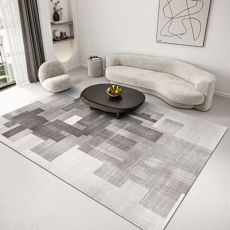 Beige Modern Rug Polyester Irregular Line Rug Washable Rug for Drawing Room