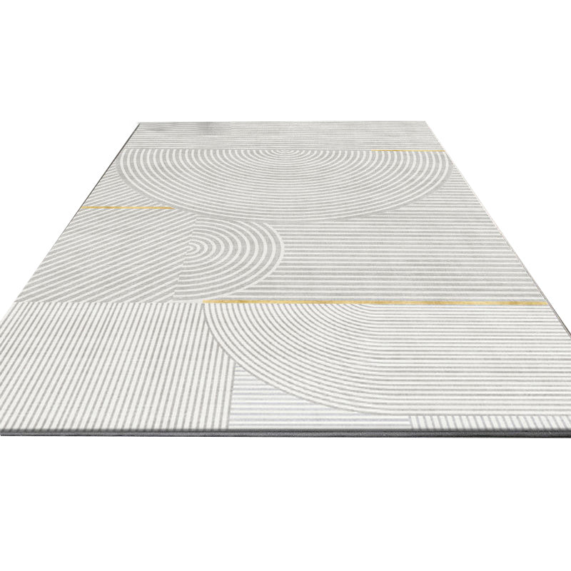 Beige Modern Rug Polyester Irregular Line Rug Washable Rug for Drawing Room