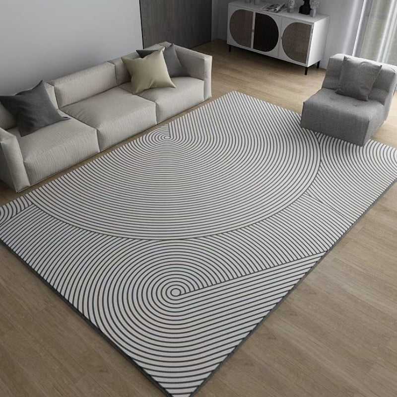 Beige Modern Rug Polyester Irregular Line Rug Washable Rug for Drawing Room