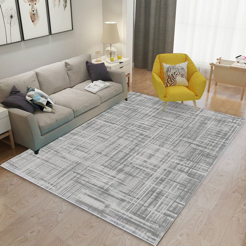Grey Simple Rug Polyester Graphic Indoor Rug Stain Resistant Rug for Drawing Room