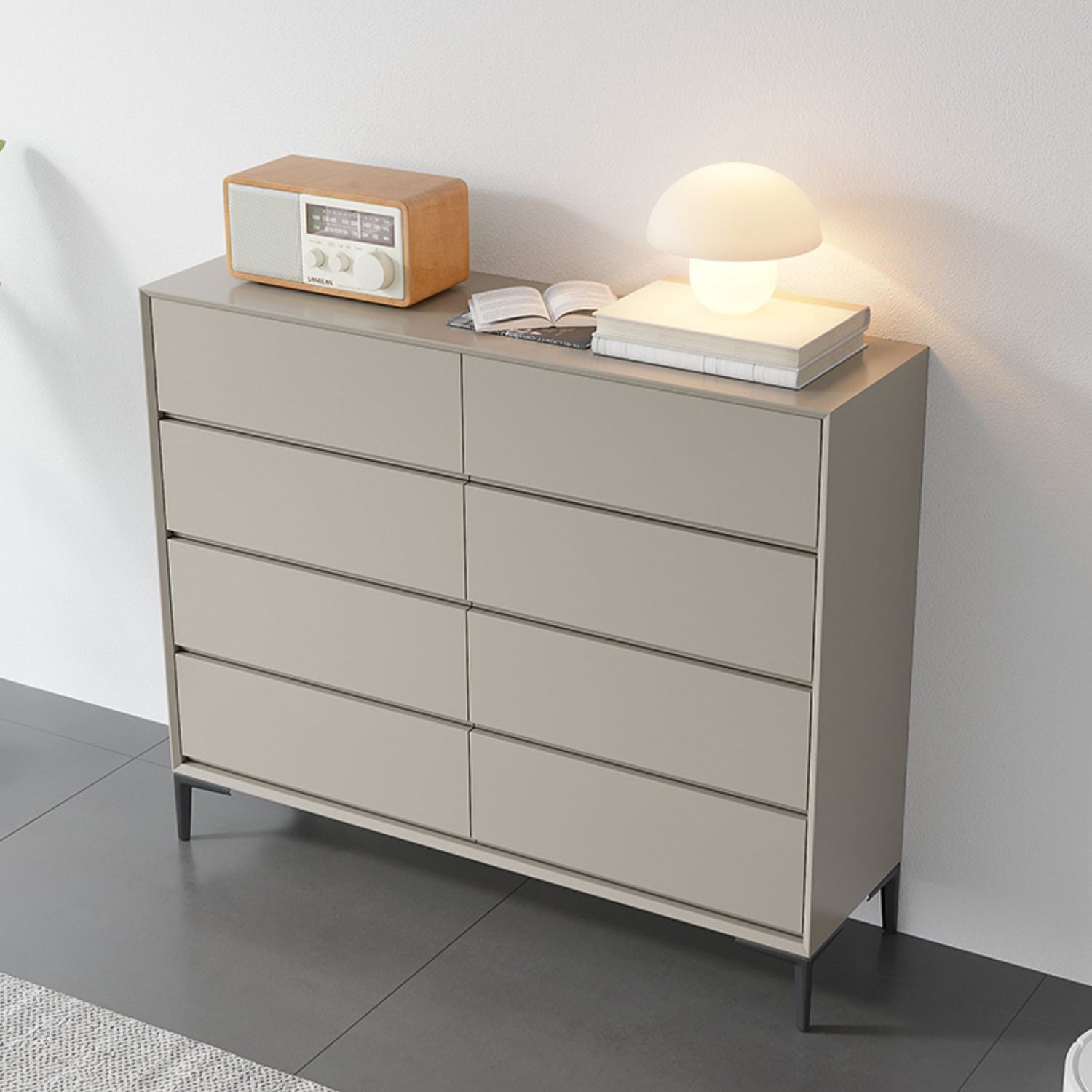 15.6-inch Width Contemporary Storage Chest Stone Dresser with 8 Drawers