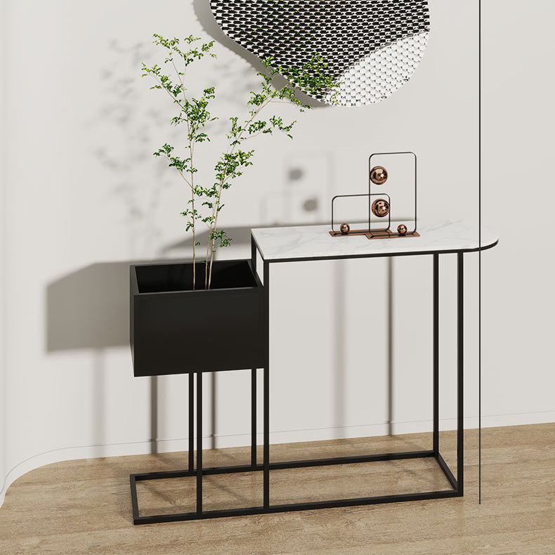 Glam Metal Console Table Stone Console Sofa Table with Storage for Hall