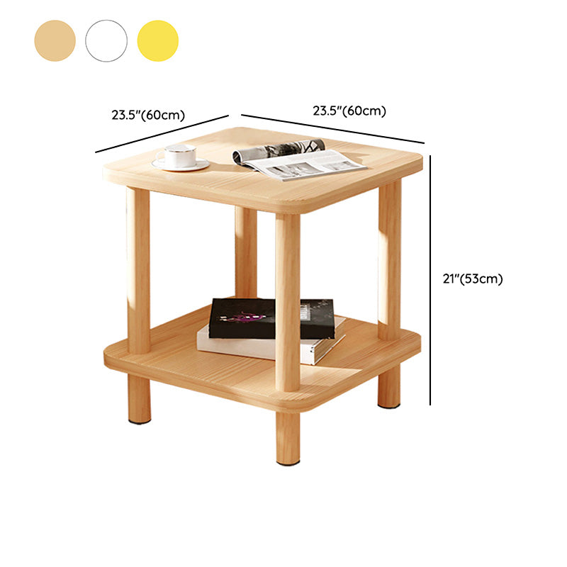 Modern Rectangular Corner Table Double Tier Wood Side End Table