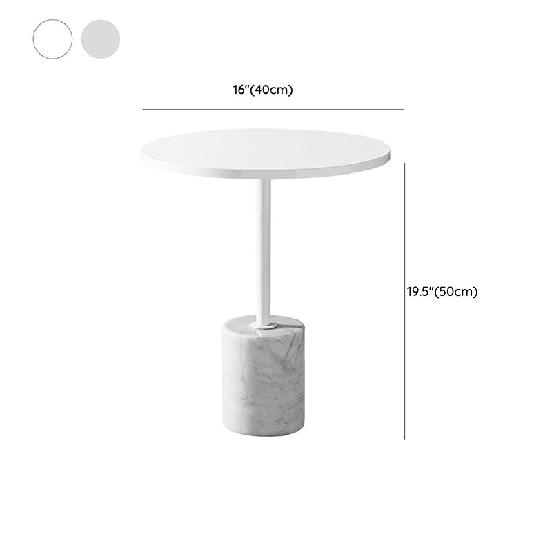 Modern Marble Pedestal End Slide Table White Round Corner Table