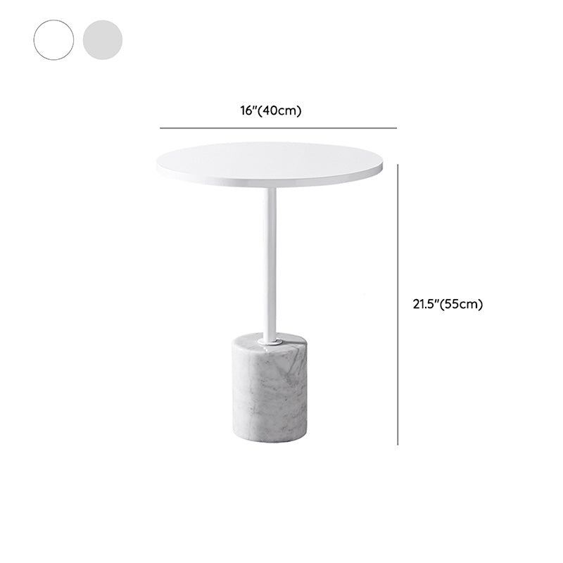 Modern Marble Pedestal End Slide Table White Round Corner Table