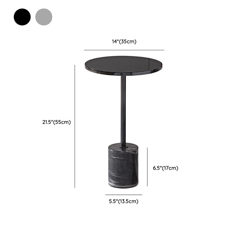 Black Pedestal End Slide Table Round Corner Table for Living Room