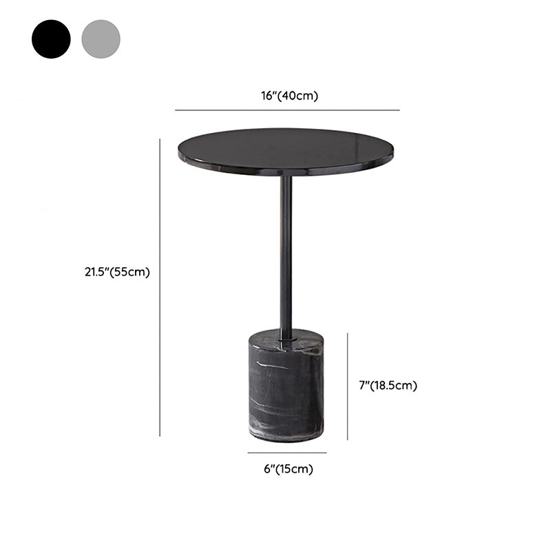 Black Pedestal End Slide Table Round Corner Table for Living Room