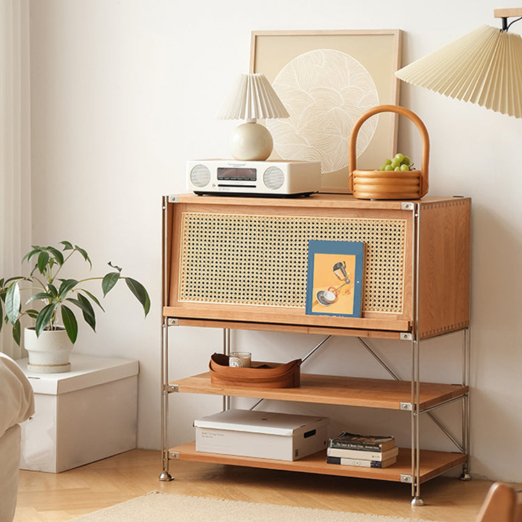 Industrial Accent Cabinet with 2 Shelves and 1 Door in Solid Wood