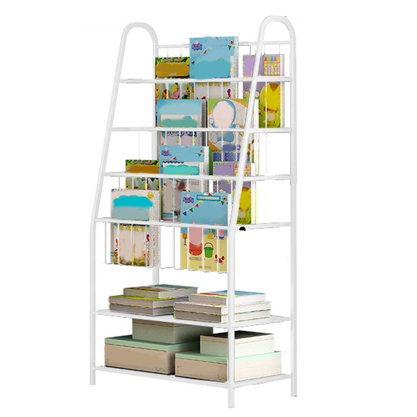 Scandinavian Ladder Bookcase Metal Open Back Bookshelf with Shelves