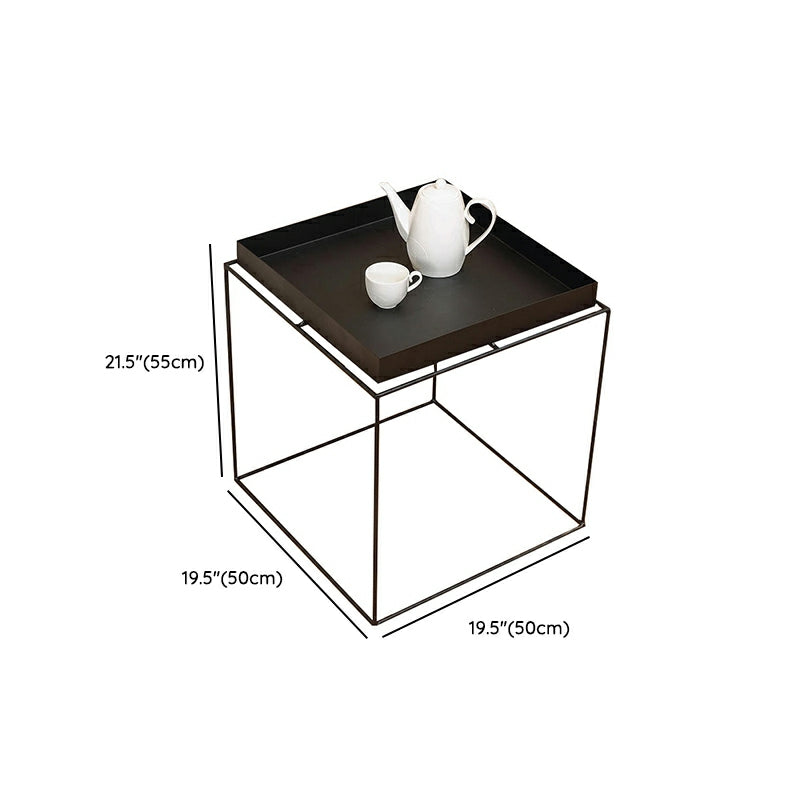 Mid-Century Black Corner Table Metal Frame Sofa Side End Table