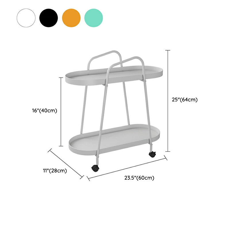 Mid-Century Metal End Side Table Oval 2-Tier Corner Table with Storage