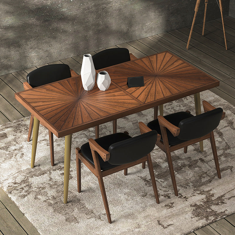 Luxury Rectangle Dining Table Solid Wood Dining Table with Iron Legs