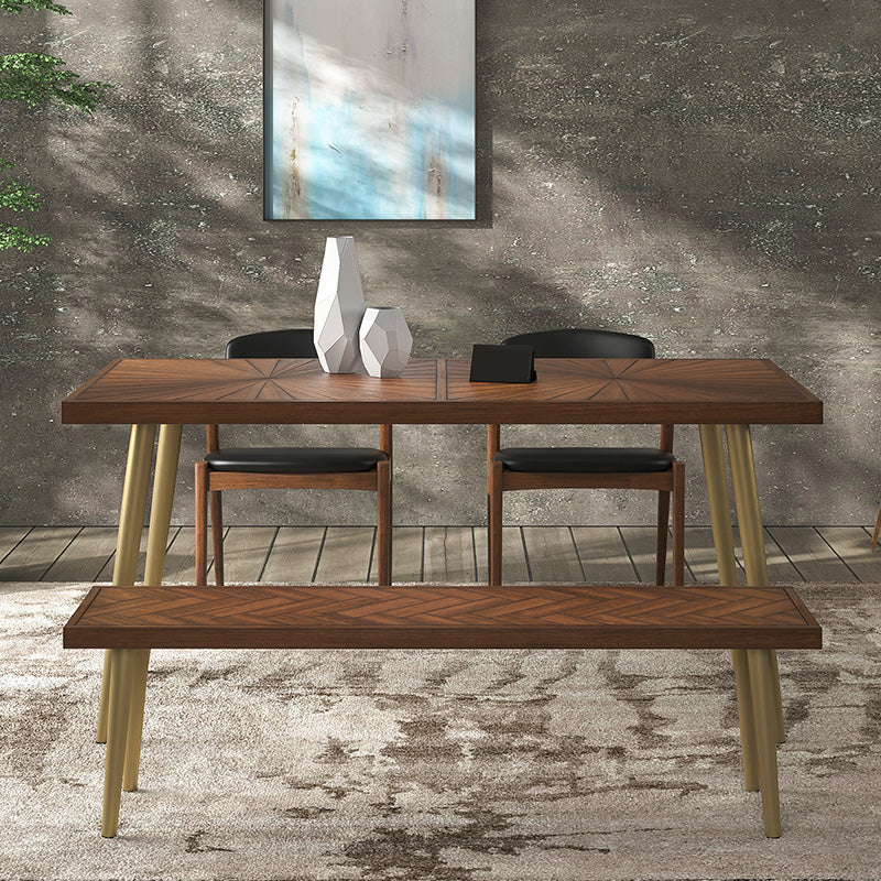 Luxury Rectangle Dining Table Solid Wood Dining Table with Iron Legs