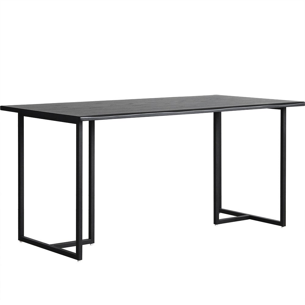 Industrial Solid Wood Dining Table Iron Double Pedestal Dining Table in Black