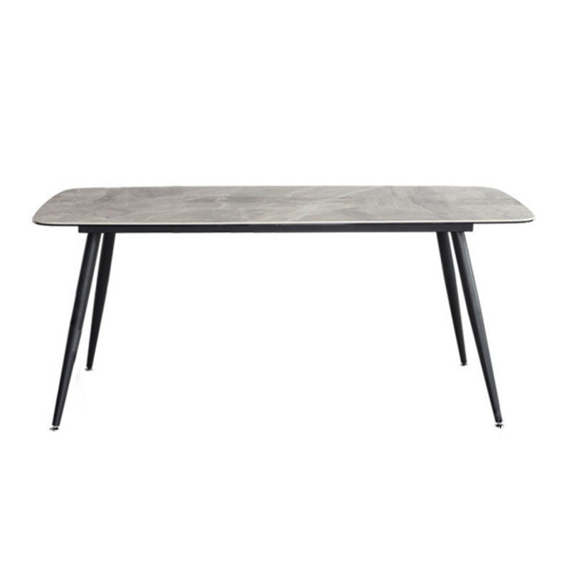 Industrial Rectangle Dining Table Gray Stone Top Dinette Table with Metal Legs