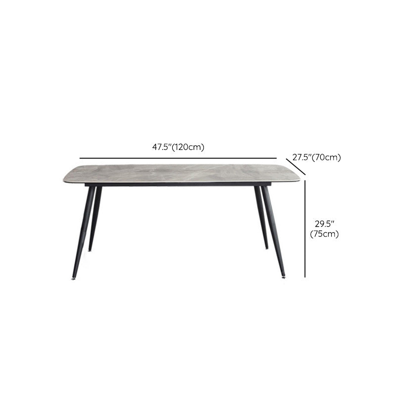 Industrial Rectangle Dining Table Gray Stone Top Dinette Table with Metal Legs