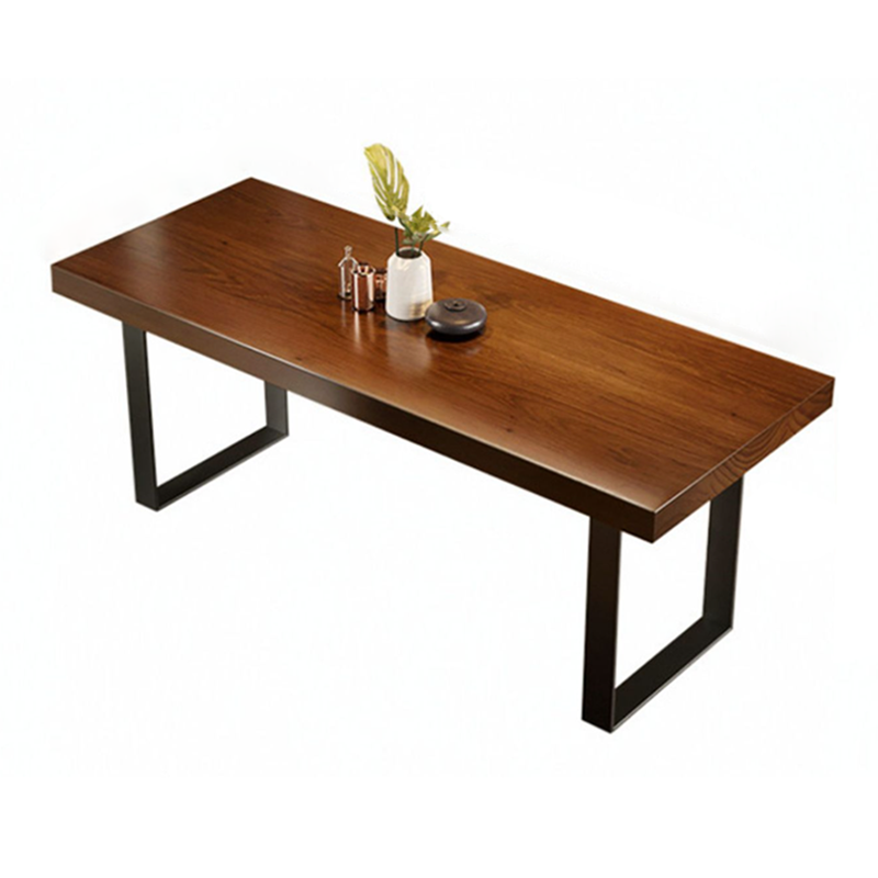Industrial Double Pedestal Dining Table Rectangle Pine Solid Wood Dining Table