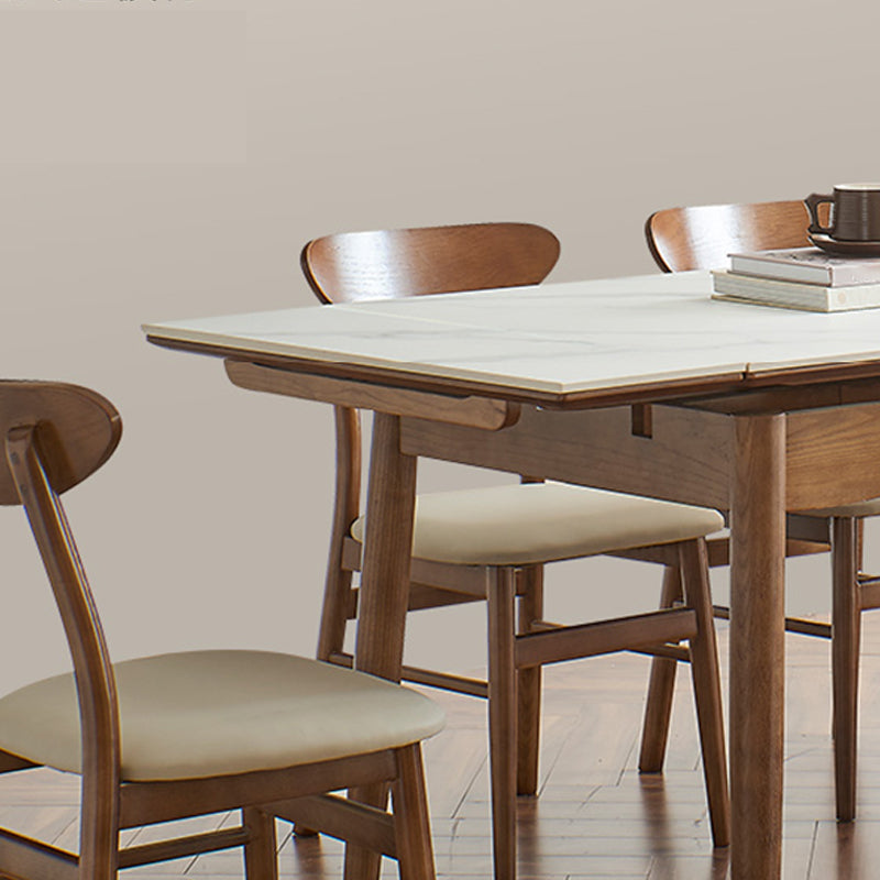 Modern Rectangle Dining Table Stone Top Extension Dining Table