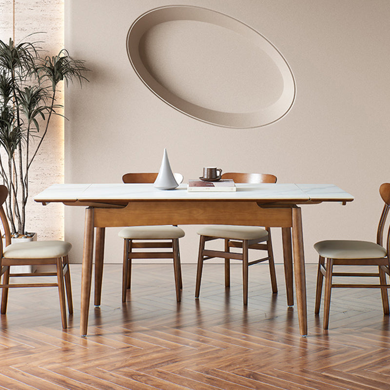 Modern Rectangle Dining Table Stone Top Extension Dining Table