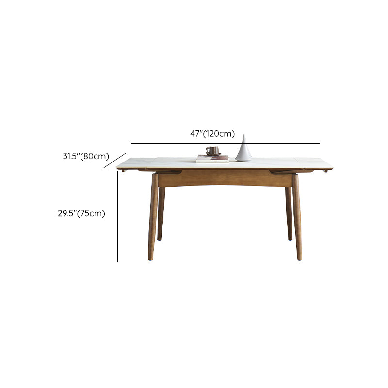 Modern Rectangle Dining Table Stone Top Extension Dining Table