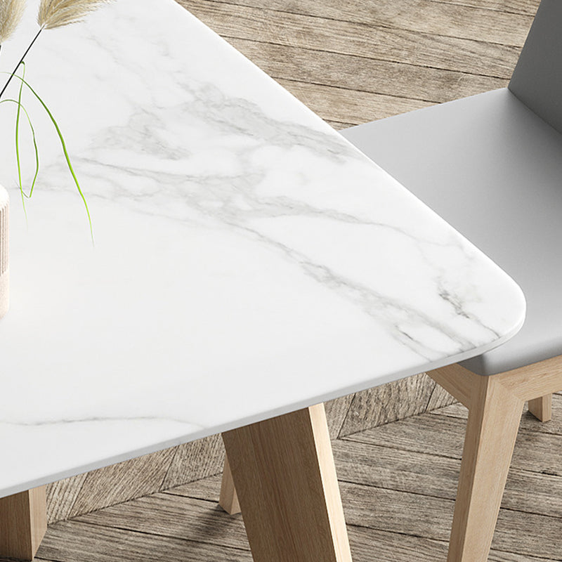 White Stone Top Table for Home Mid-Century Modern Dining Table
