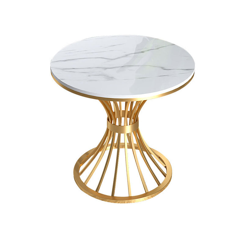 Contemporary Dining Table with Metal Pedestal Base White Top Table for Home