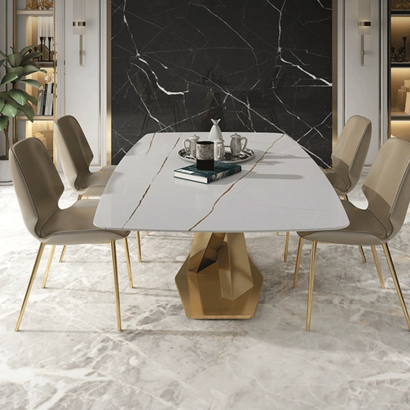 Traditional Luxury Rectangle Dining Table Stone Top Table for Dining Room