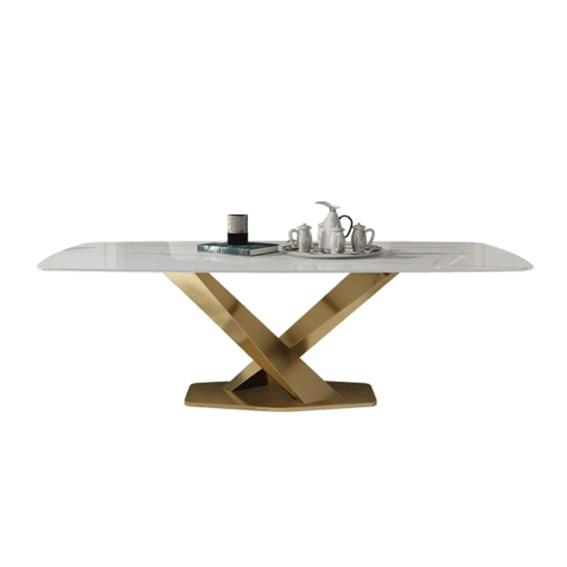 Traditional Luxury Rectangle Dining Table Stone Top Table for Dining Room