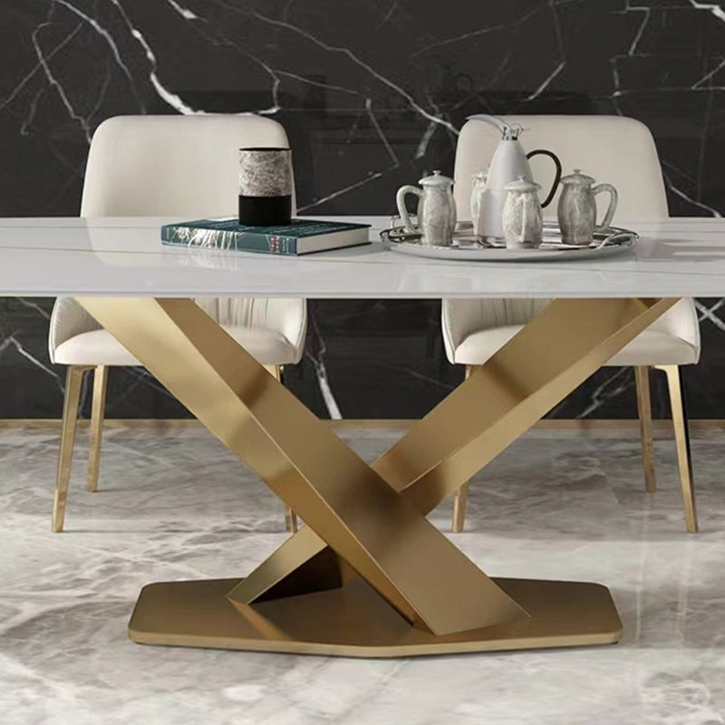 Traditional Luxury Rectangle Dining Table Stone Top Table for Dining Room