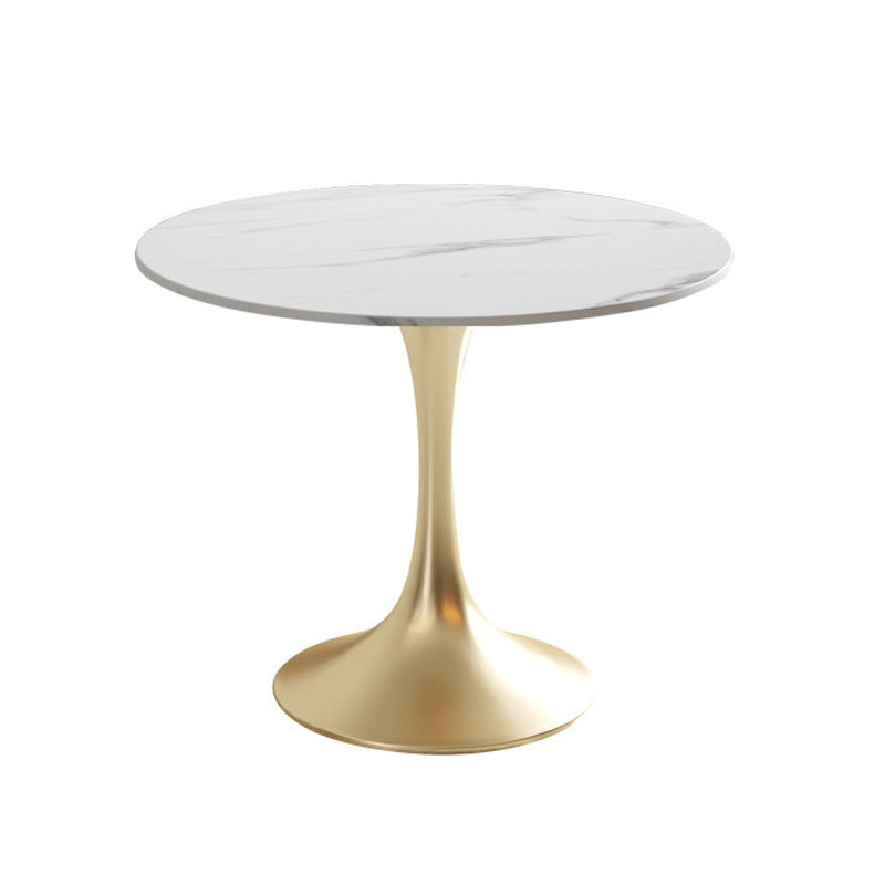 Round Traditional Luxury Dining Table White Stone Top Dinette Table