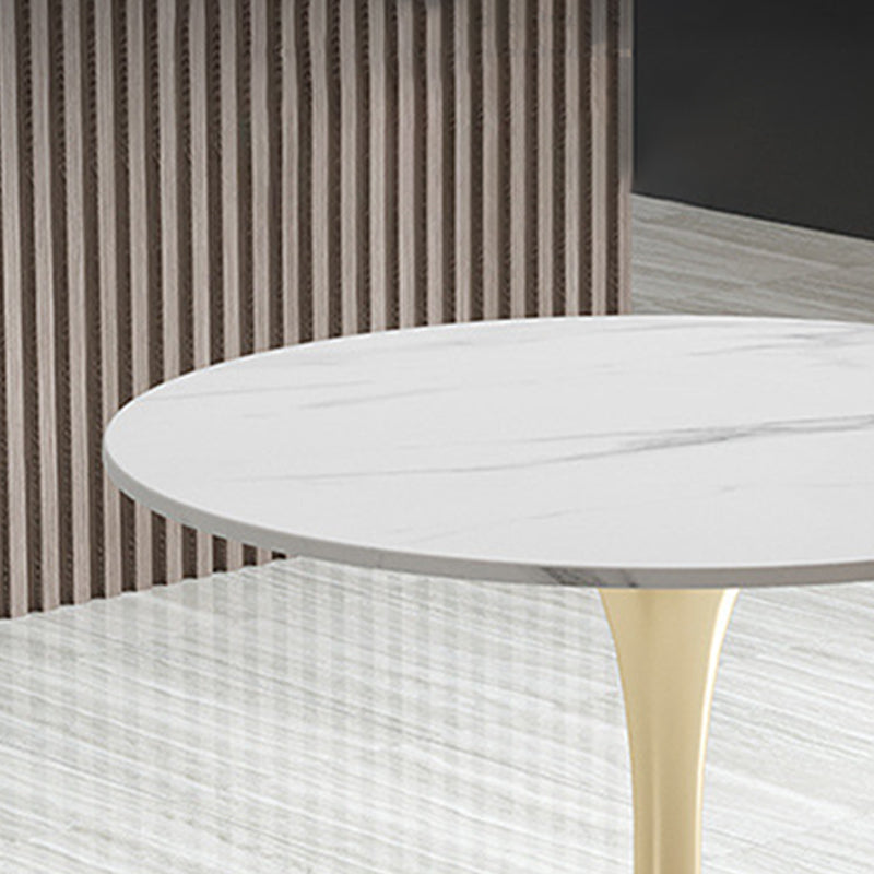 Round Traditional Luxury Dining Table White Stone Top Dinette Table
