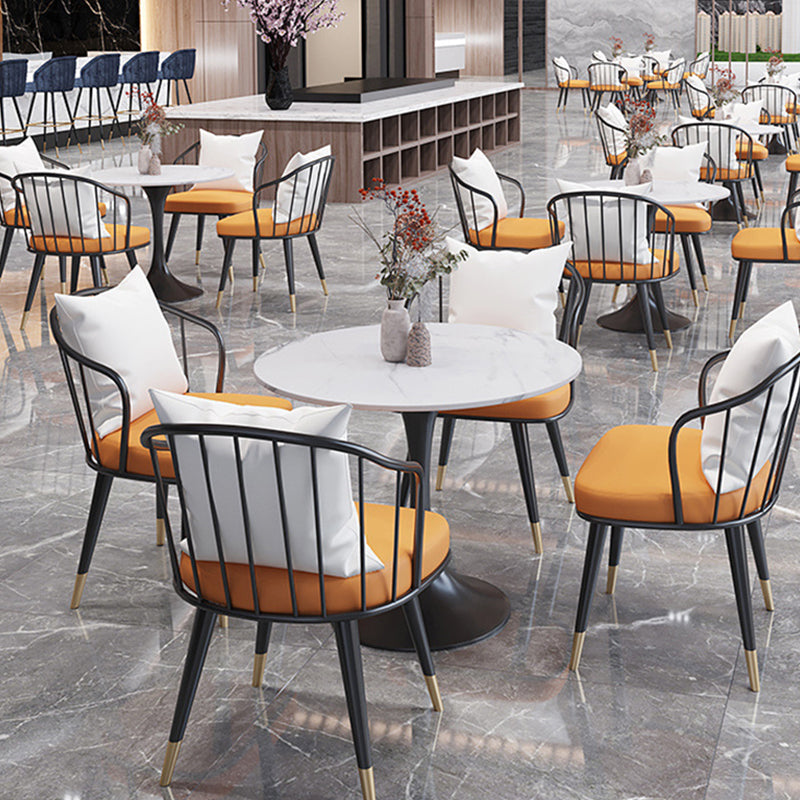 Round Traditional Luxury Dining Table White Stone Top Dinette Table