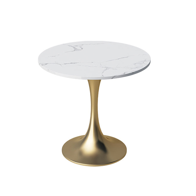 Glossy White Table with Metal Tulip Traditional Luxury Dining Table