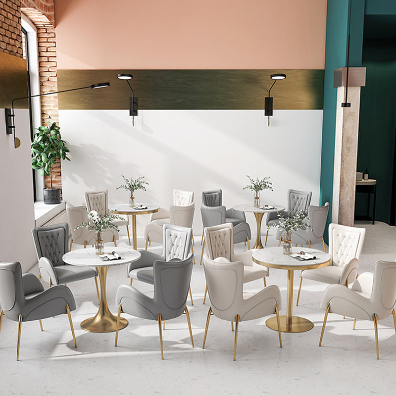 Glossy White Table with Metal Tulip Traditional Luxury Dining Table