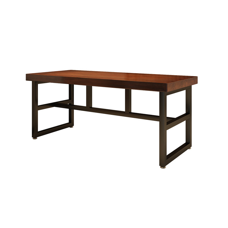 Solid Wood Industrial Dining Table Brown Dinette Table with Metal Frame