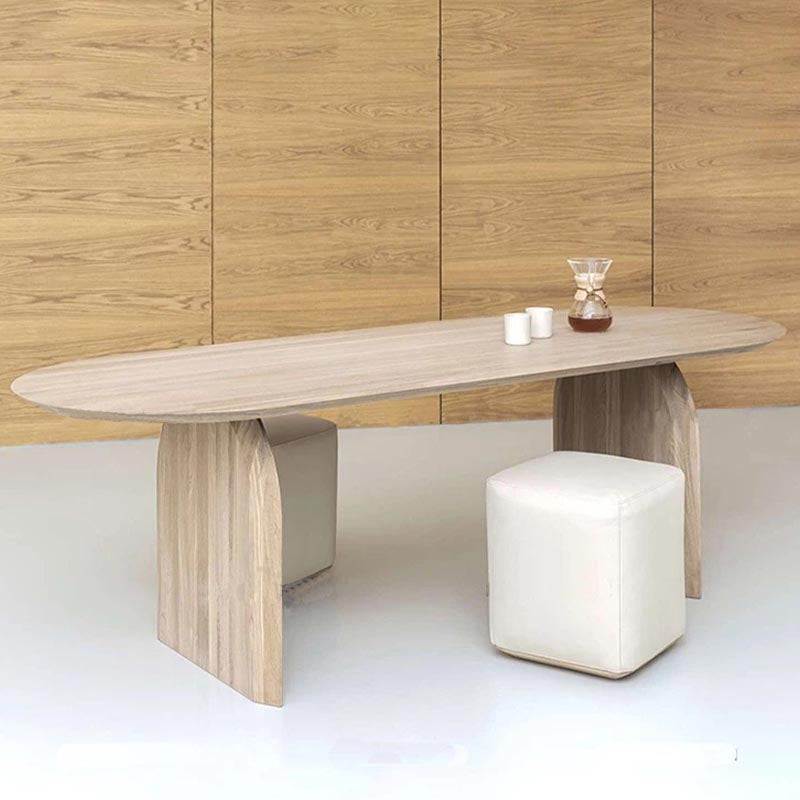 Modern Oval Dinette Table for Home Solid Wood Top Dining Table