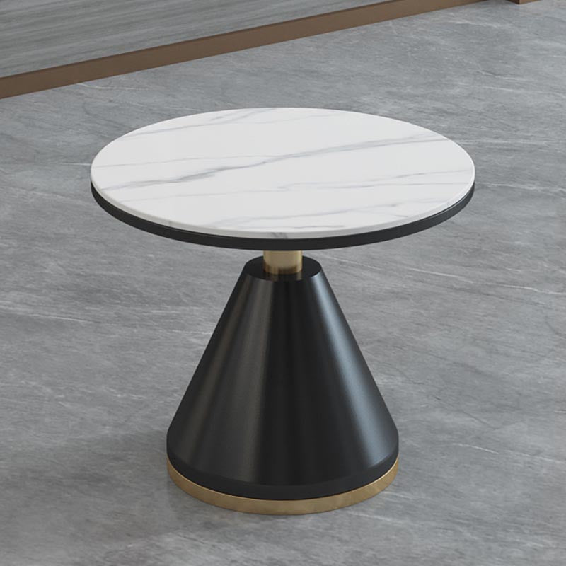 Modern Round Dining Table for Home Glossy Stone Dinette Table with Metal Base