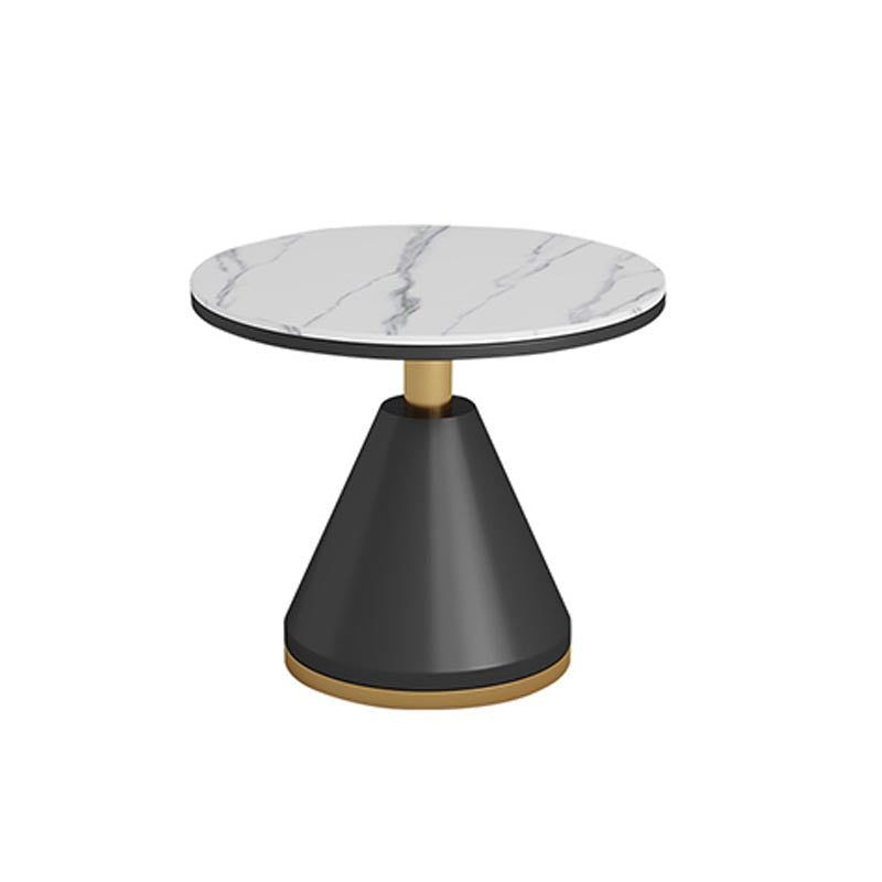 Modern Round Dining Table for Home Glossy Stone Dinette Table with Metal Base