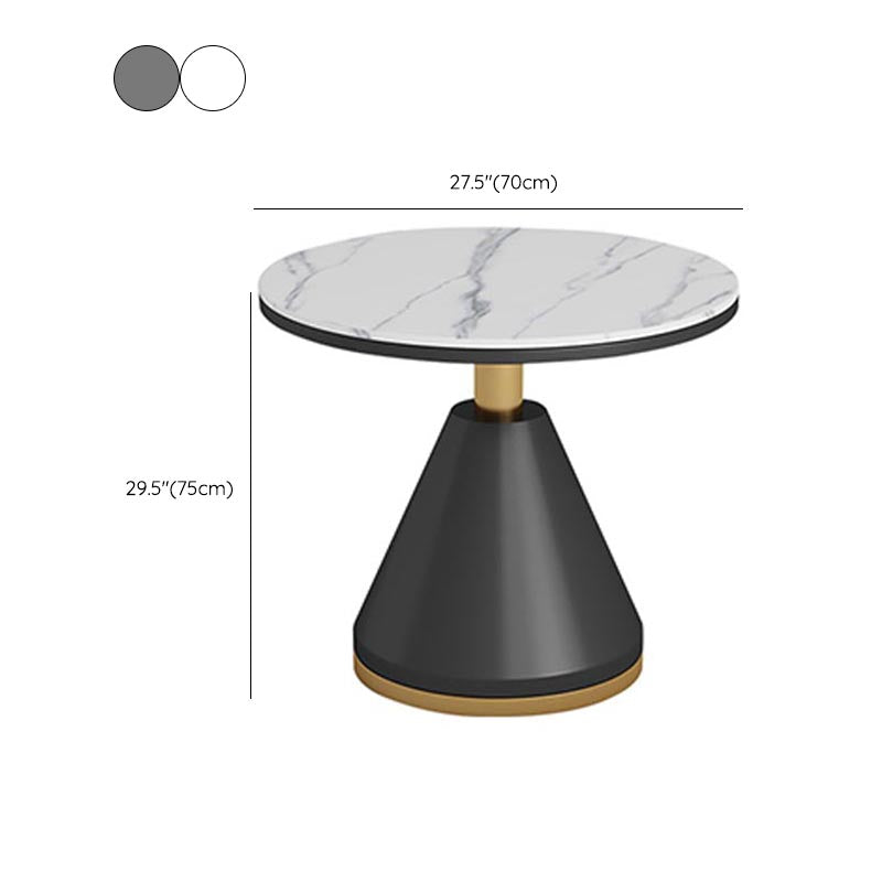 Modern Round Dining Table for Home Glossy Stone Dinette Table with Metal Base