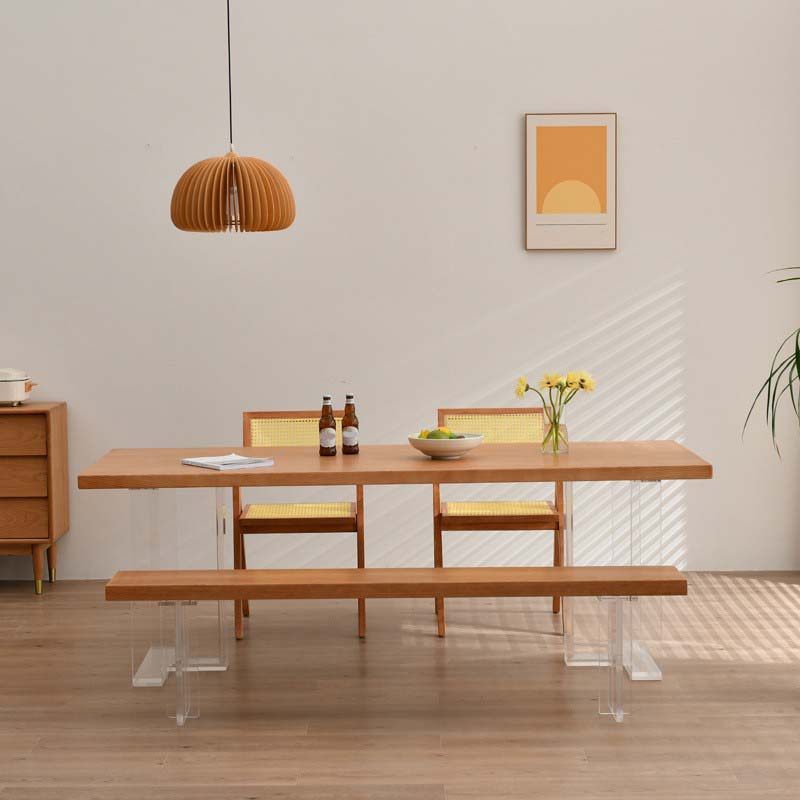 Industrial Double Pedestal Dining Table Pine Wood Table for Dining Room
