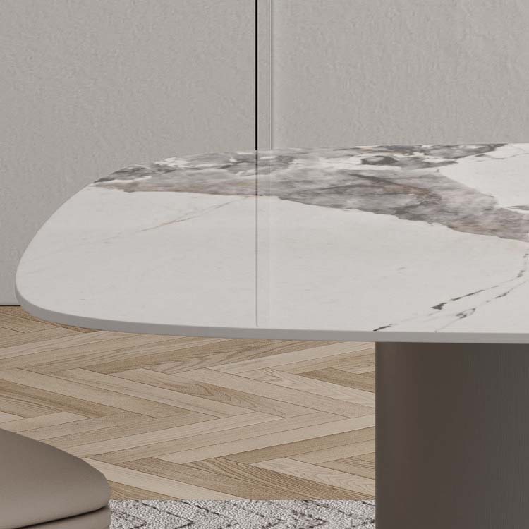 Modern Sintered Stone Dining Table Rectangle Table with Metal Legs for Home Use