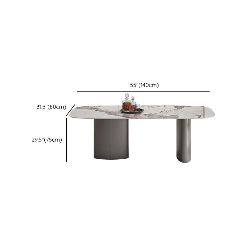 Modern Sintered Stone Dining Table Rectangle Table with Metal Legs for Home Use