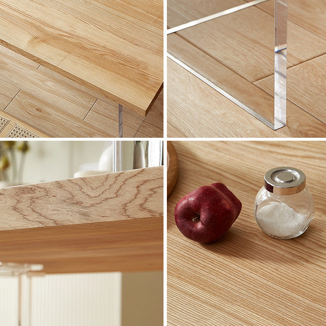 Modern Rectangle Dining Table Wood Table with Acrylic Legs for Kitchen