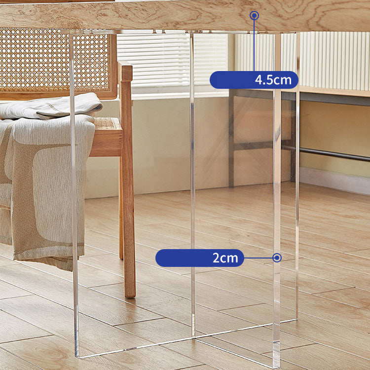 Modern Rectangle Dining Table Wood Table with Acrylic Legs for Kitchen