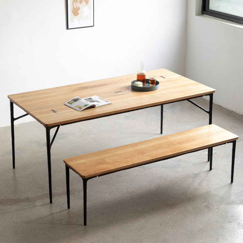 Modern Wood Rectangle Dining Table with 4 Legs Table for Dining Room