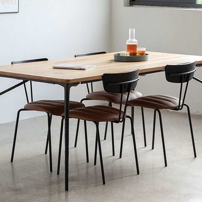Modern Wood Rectangle Dining Table with 4 Legs Table for Dining Room