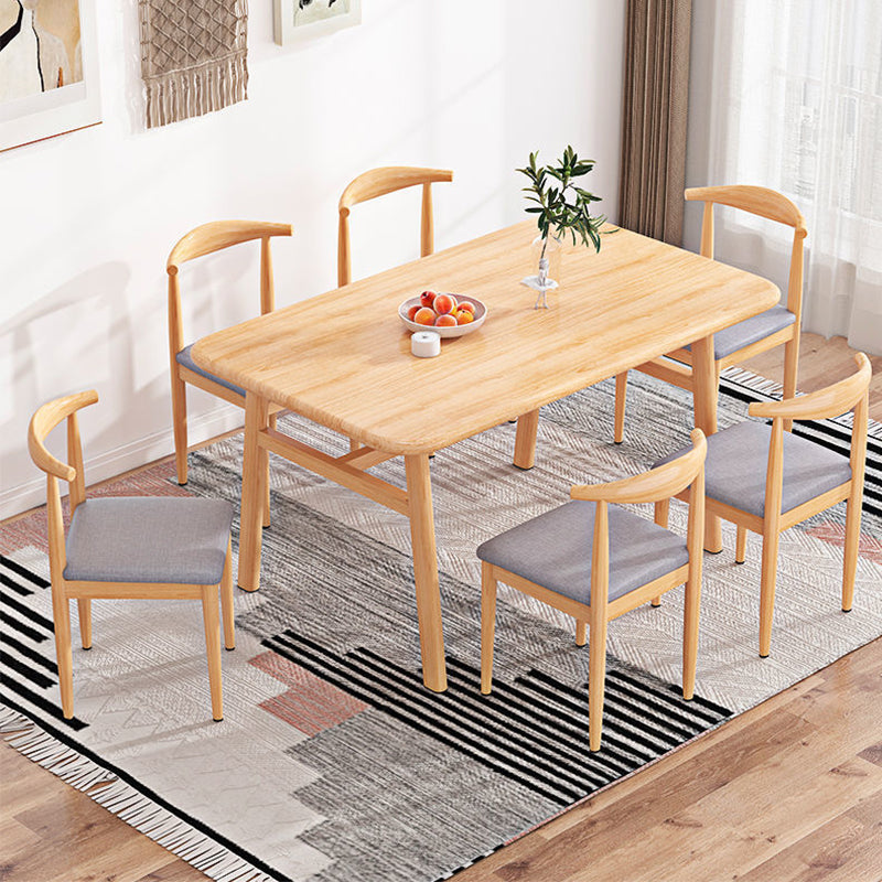 Nordic Style Dining Wood Table Rectangle Dining Table with Metal Legs